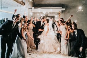 Trendy MN Barn Wedding Venue Party with Sparklers